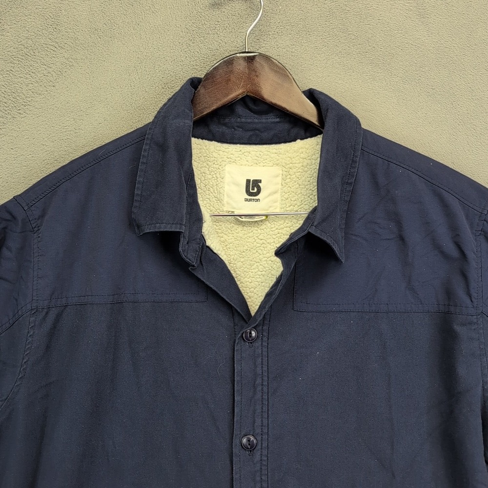 Burton Men's Dry Ride Shirt Blue Jacket Button Sherpa Fleece Lined Flannel XL - Picture 3 of 10